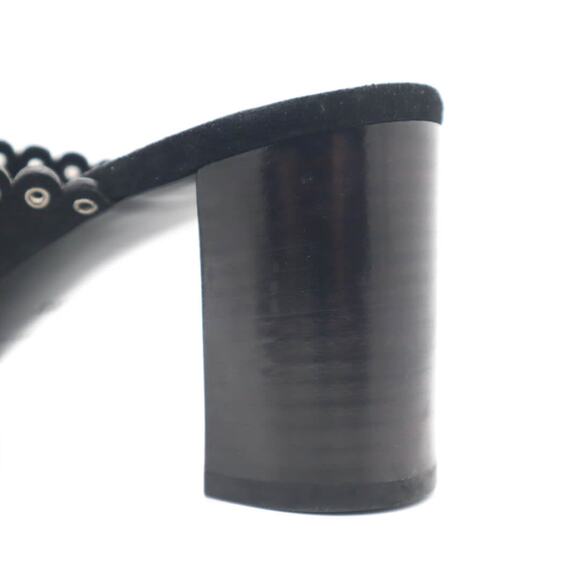 Saint Laurent LouLou Suede Eyelet Trim Heeled Slide Sandals 39.5 - Picture 12 of 12